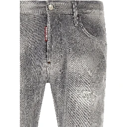 Gray Cotton Tapered Jeans