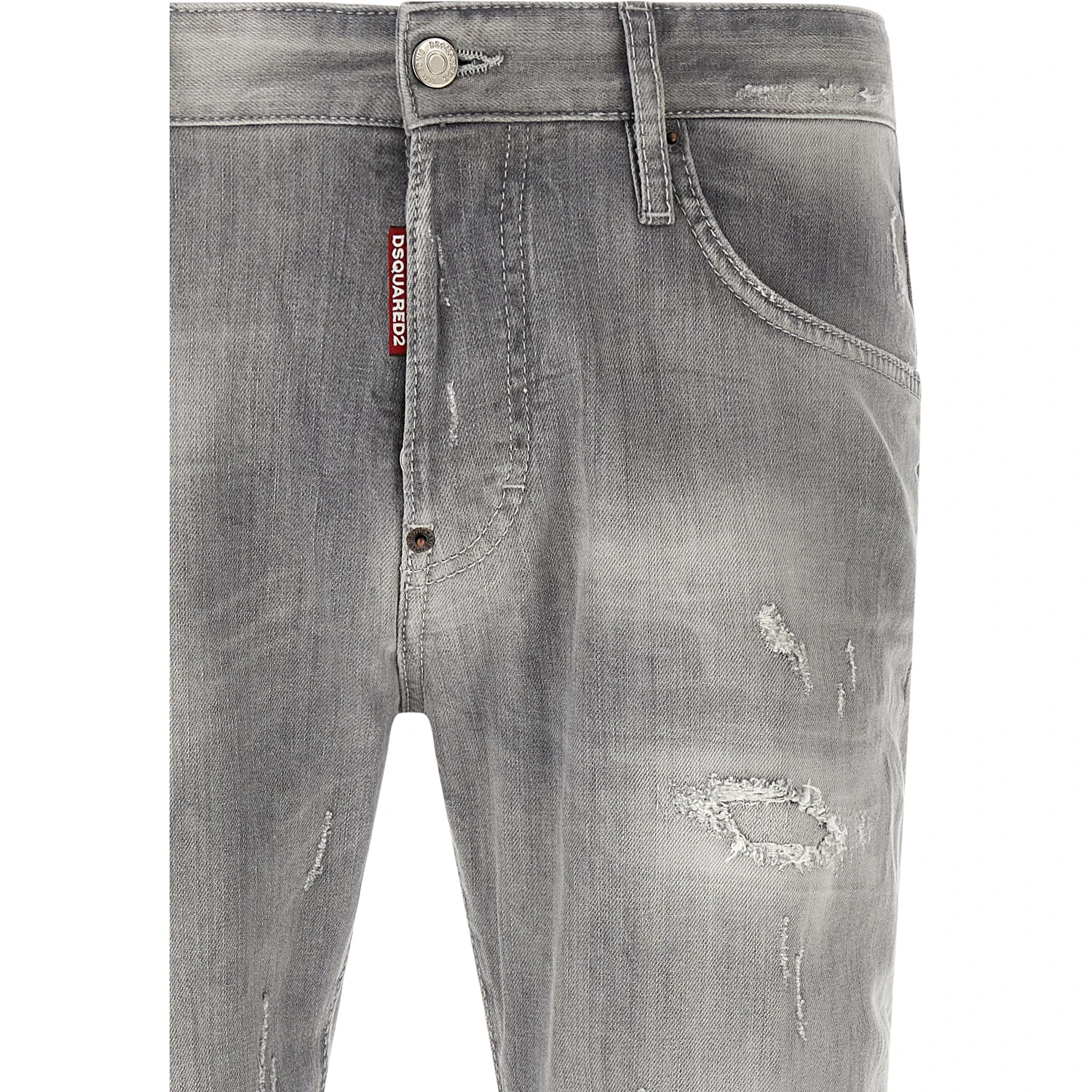 Gray Cotton Tapered Jeans
