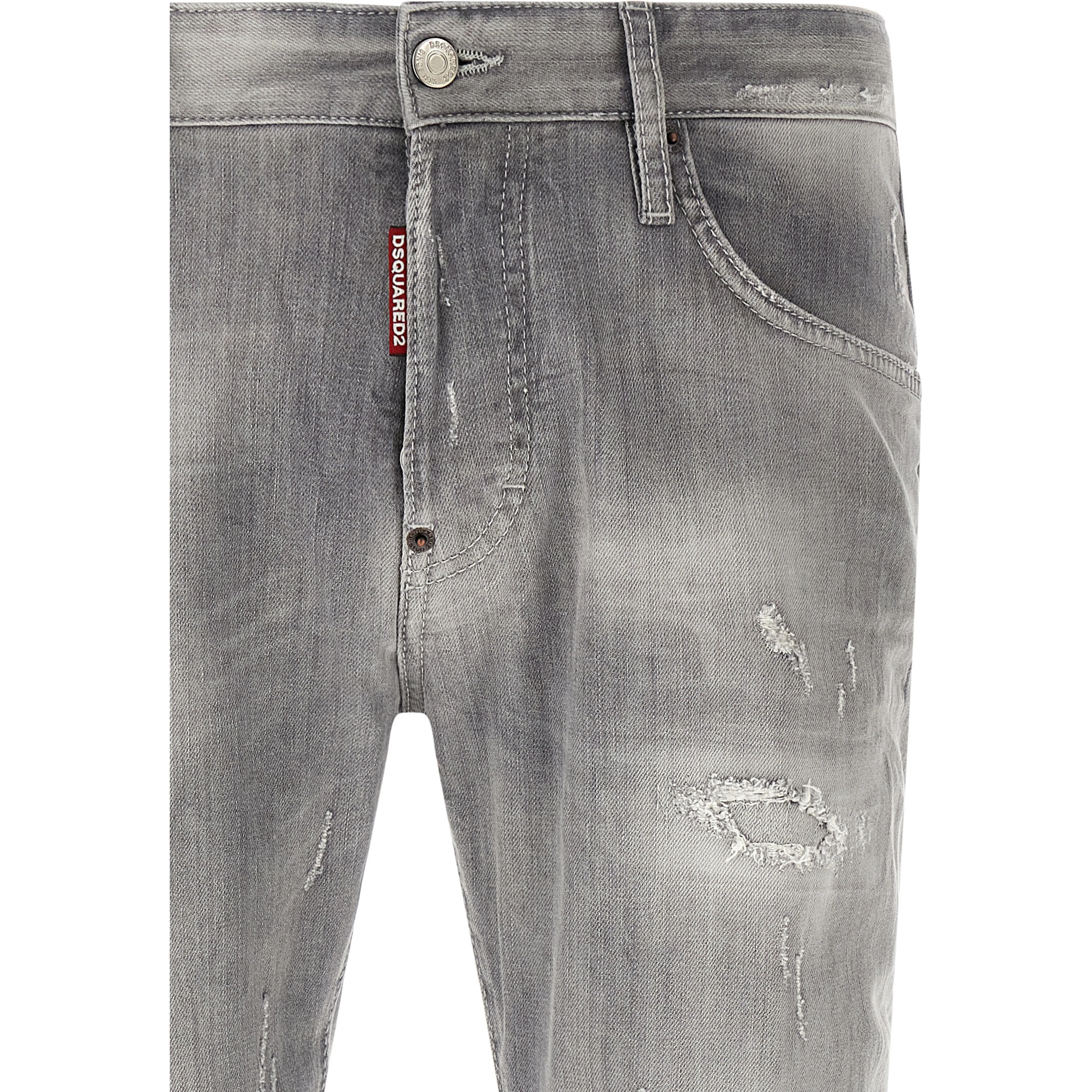 Gray Cotton Tapered Jeans