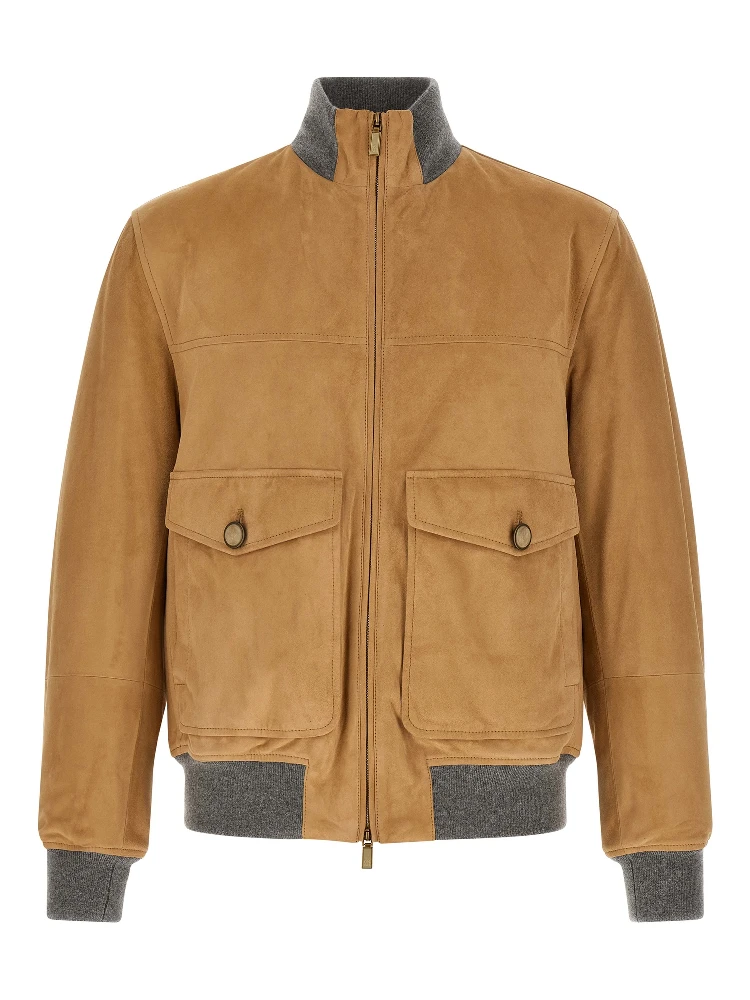 Beige Lamb Leather Leather Jacket
