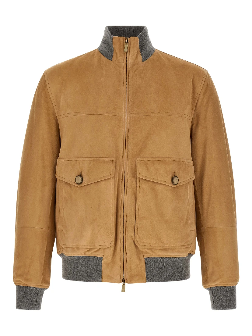 Beige Lamb Leather Leather Jacket