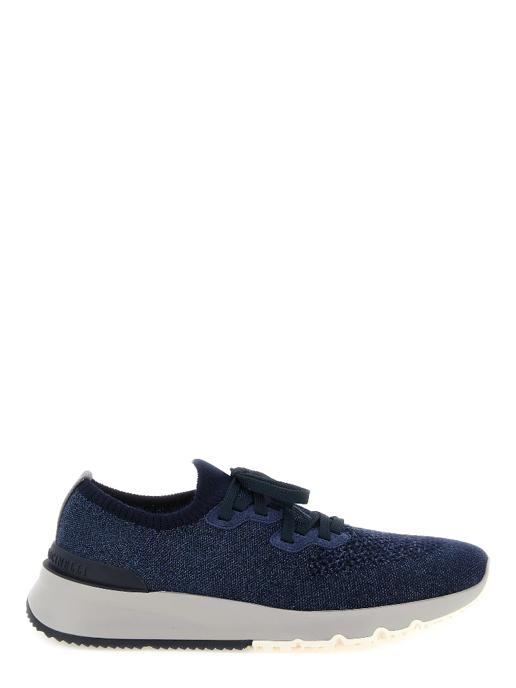 Blue Cotton Athletic Sneakers