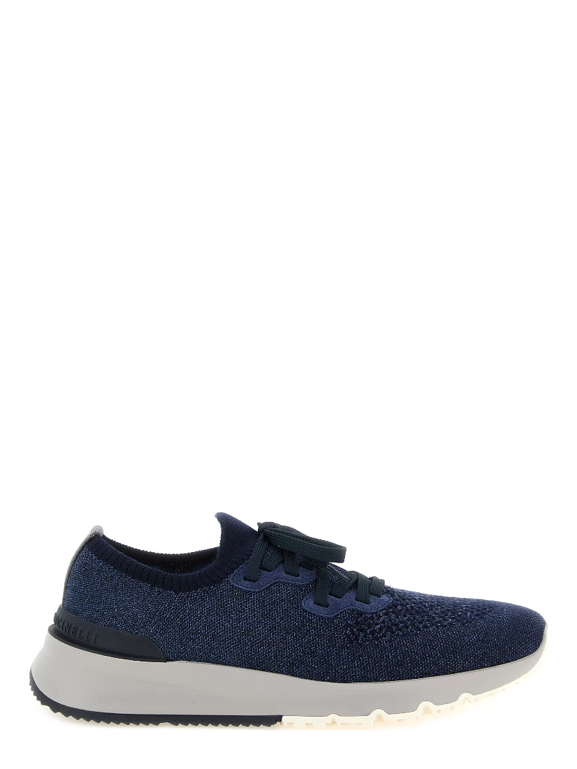 Blue Cotton Athletic Sneakers