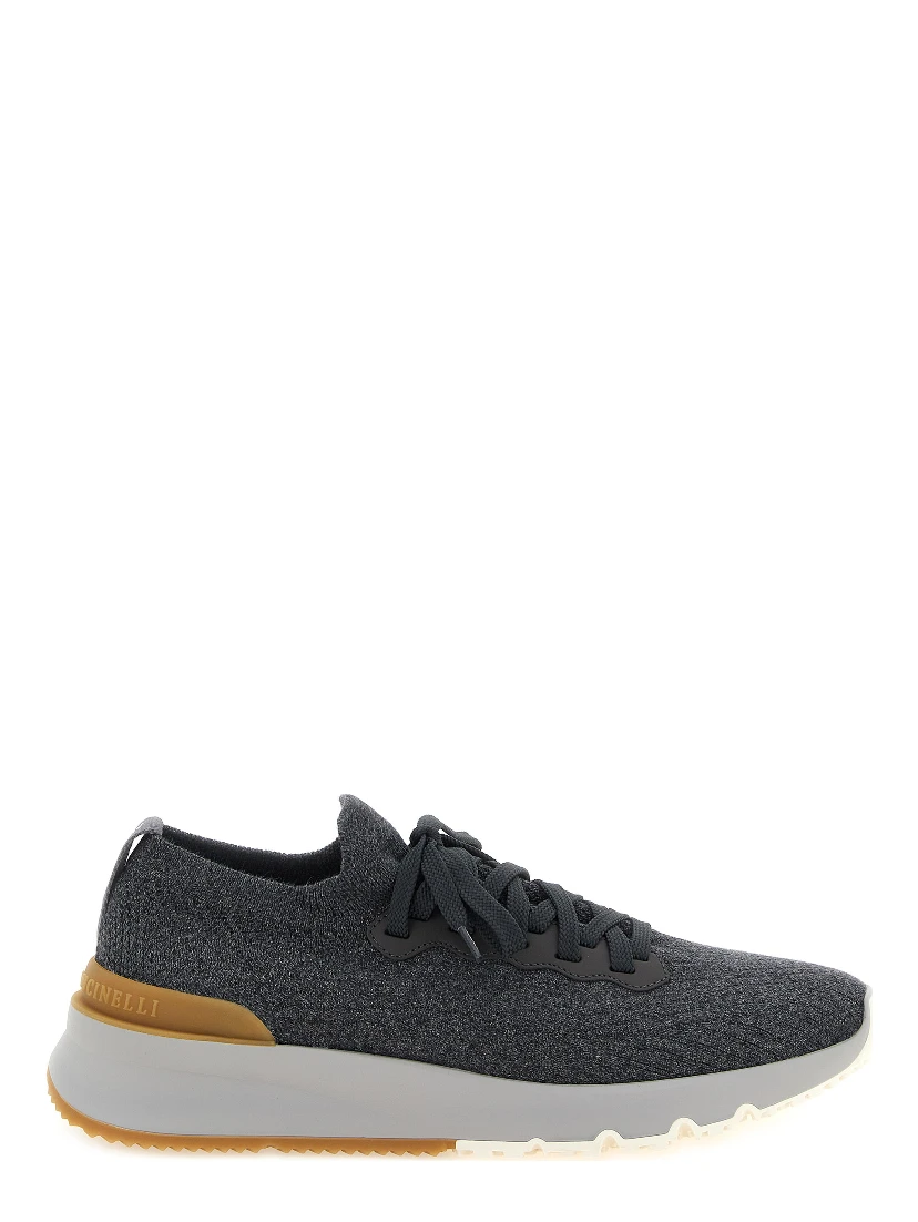 Gray Cotton Athletic Sneakers