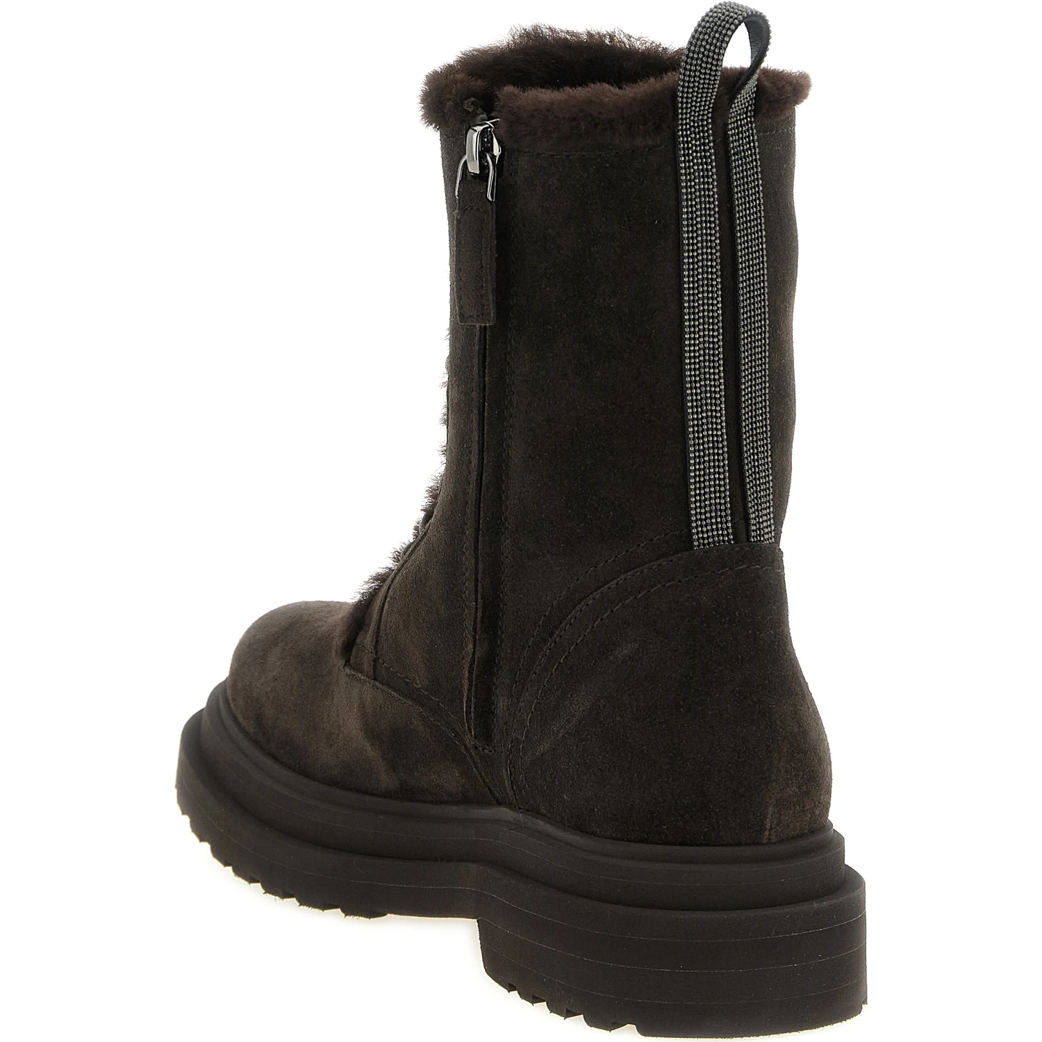 Brown Calfskin Lace-Up Boots