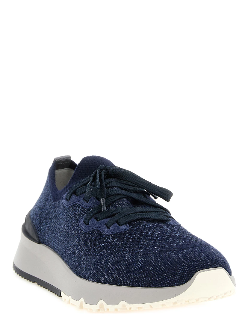 Blue Cotton Athletic Sneakers