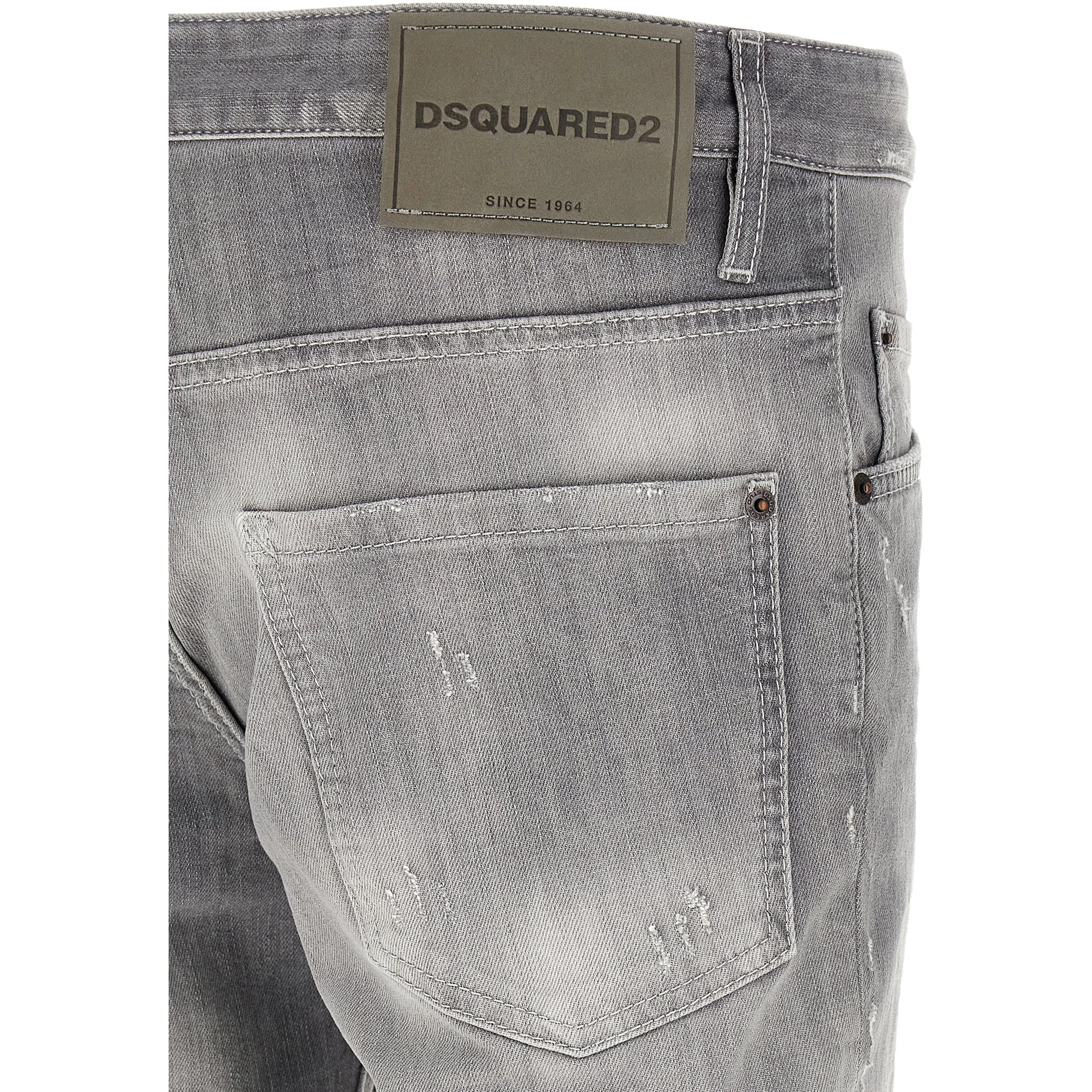 Gray Cotton Tapered Jeans
