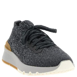 Gray Cotton Athletic Sneakers