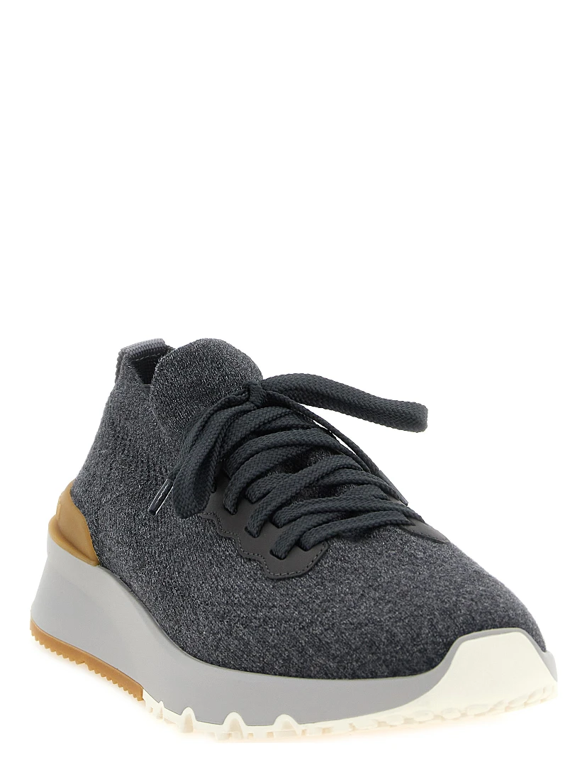 Gray Cotton Athletic Sneakers