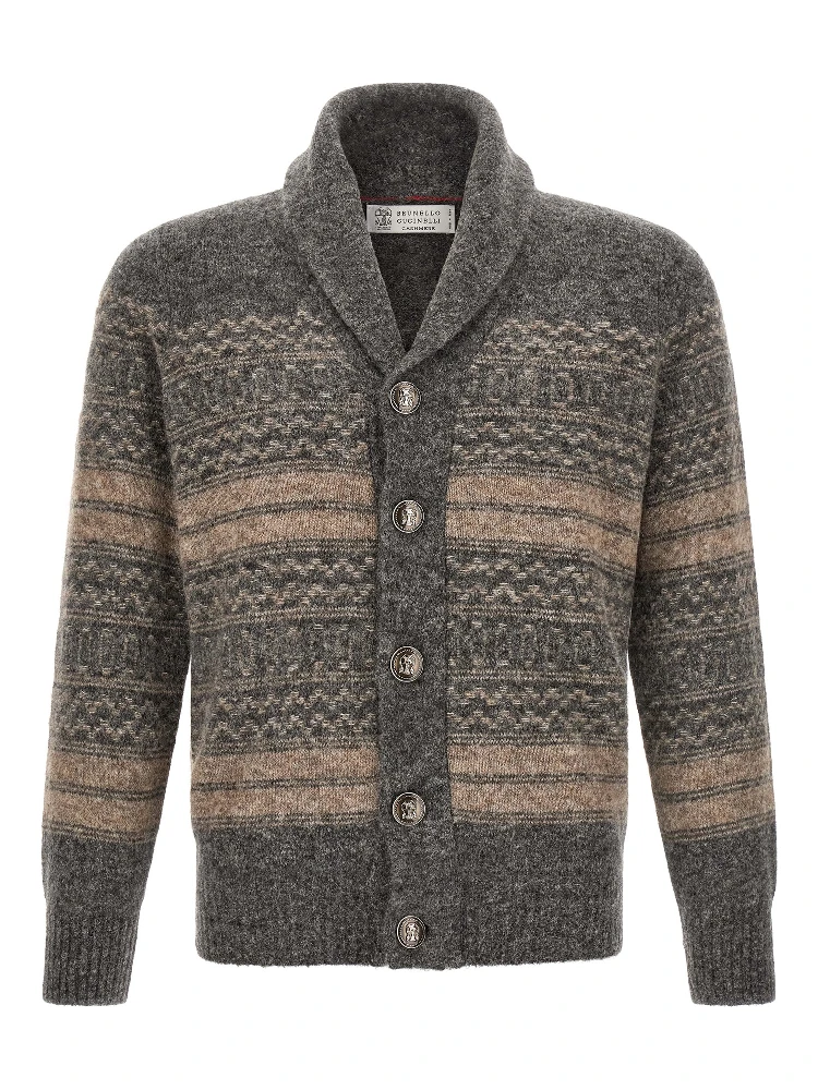 Gray Alpaca Leather Cardigan
