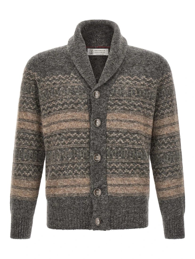 Gray Alpaca Leather Cardigan