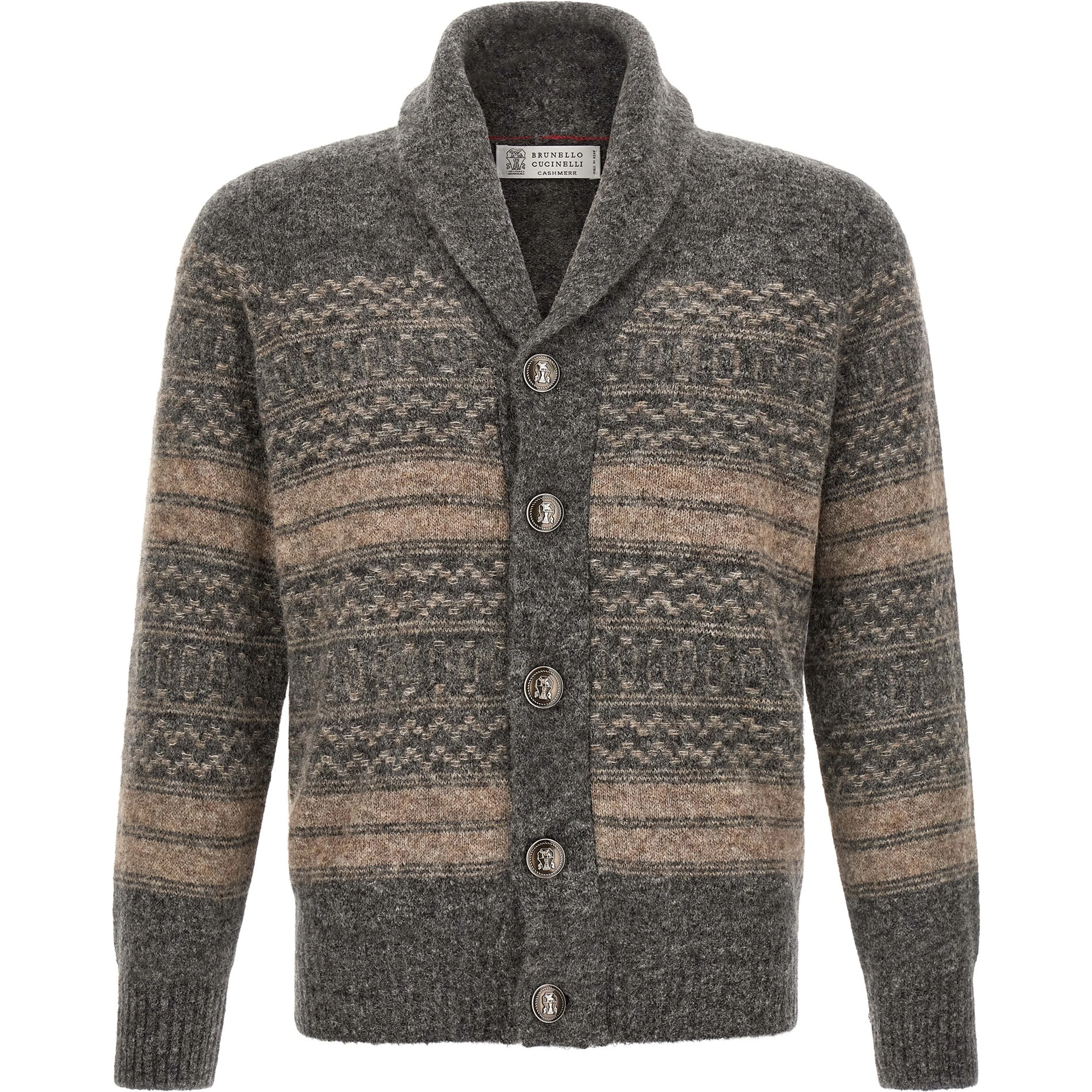 Gray Alpaca Leather Cardigan