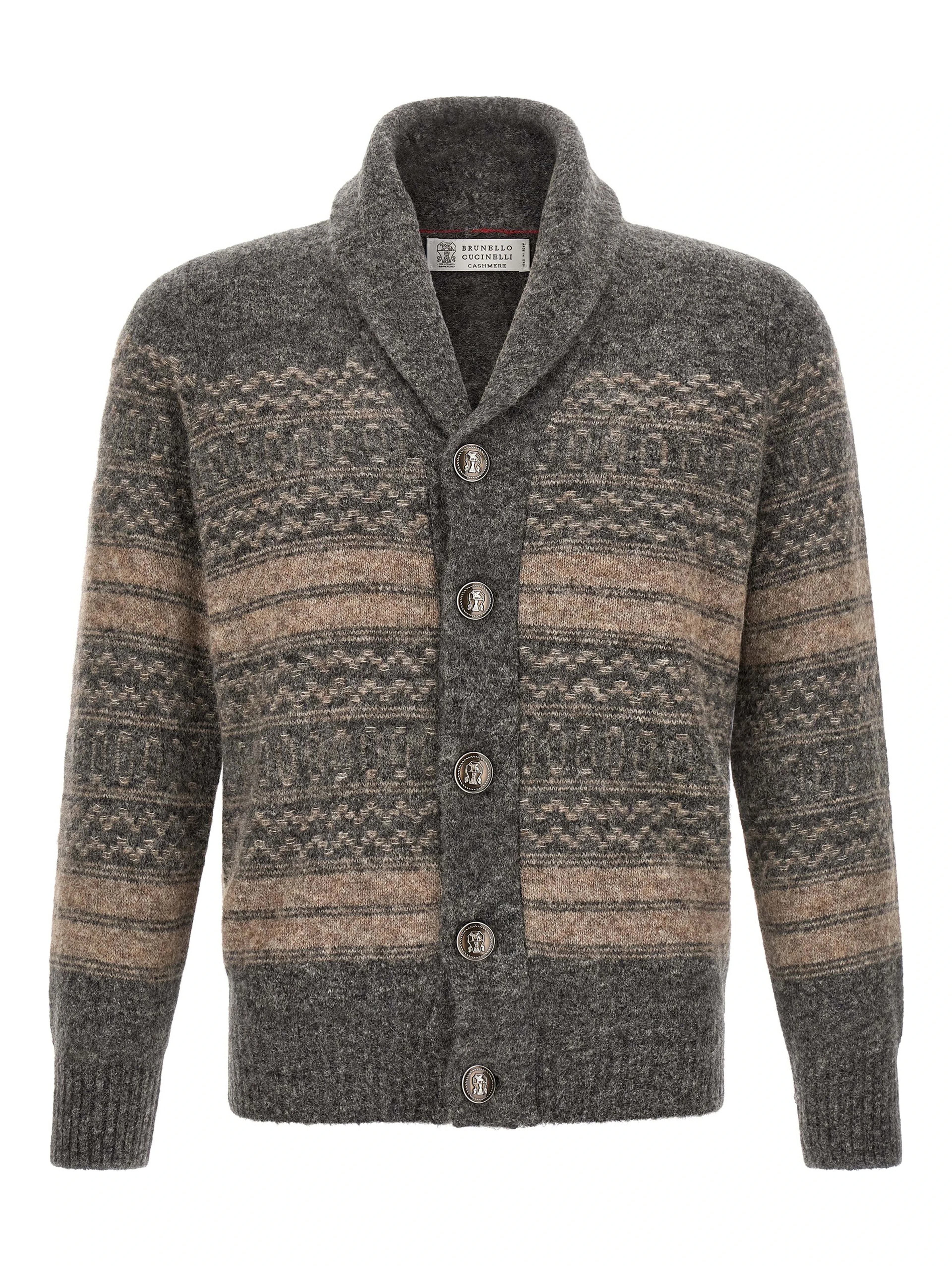 Gray Alpaca Leather Cardigan