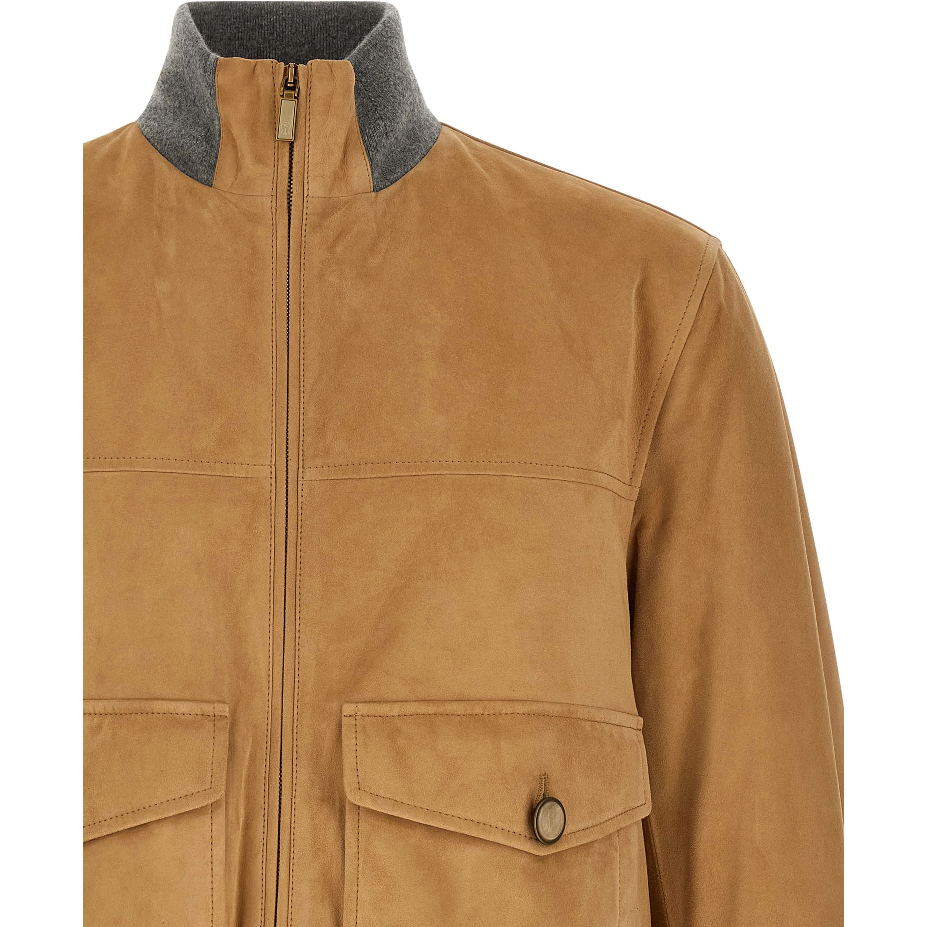 Beige Lamb Leather Leather Jacket