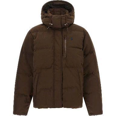 Brown Polyester Full-Length Jacket