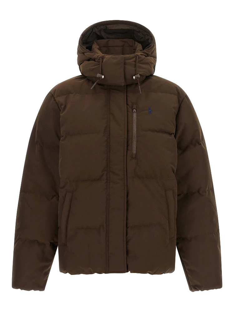 Brown Polyester Full-Length Jacket
