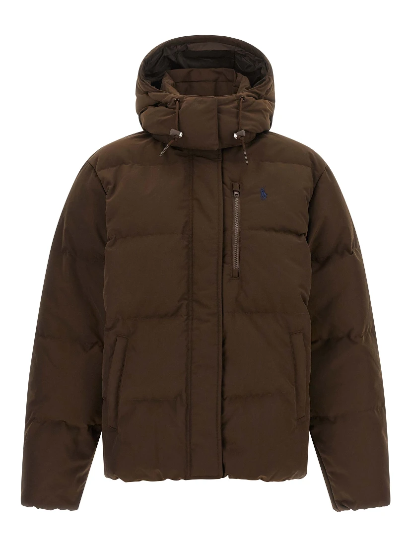 Brown Polyester Full-Length Jacket