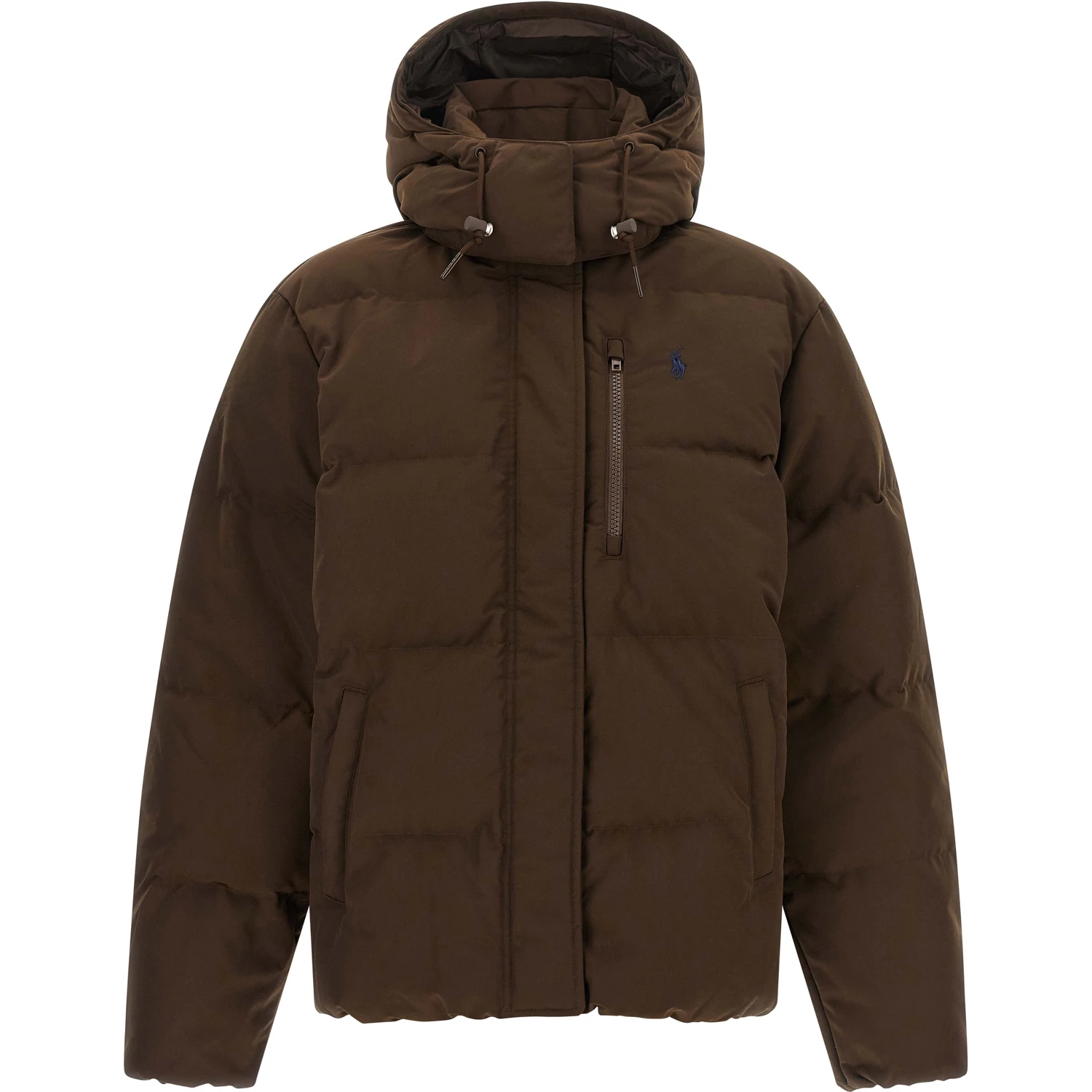 Brown Polyester Full-Length Jacket