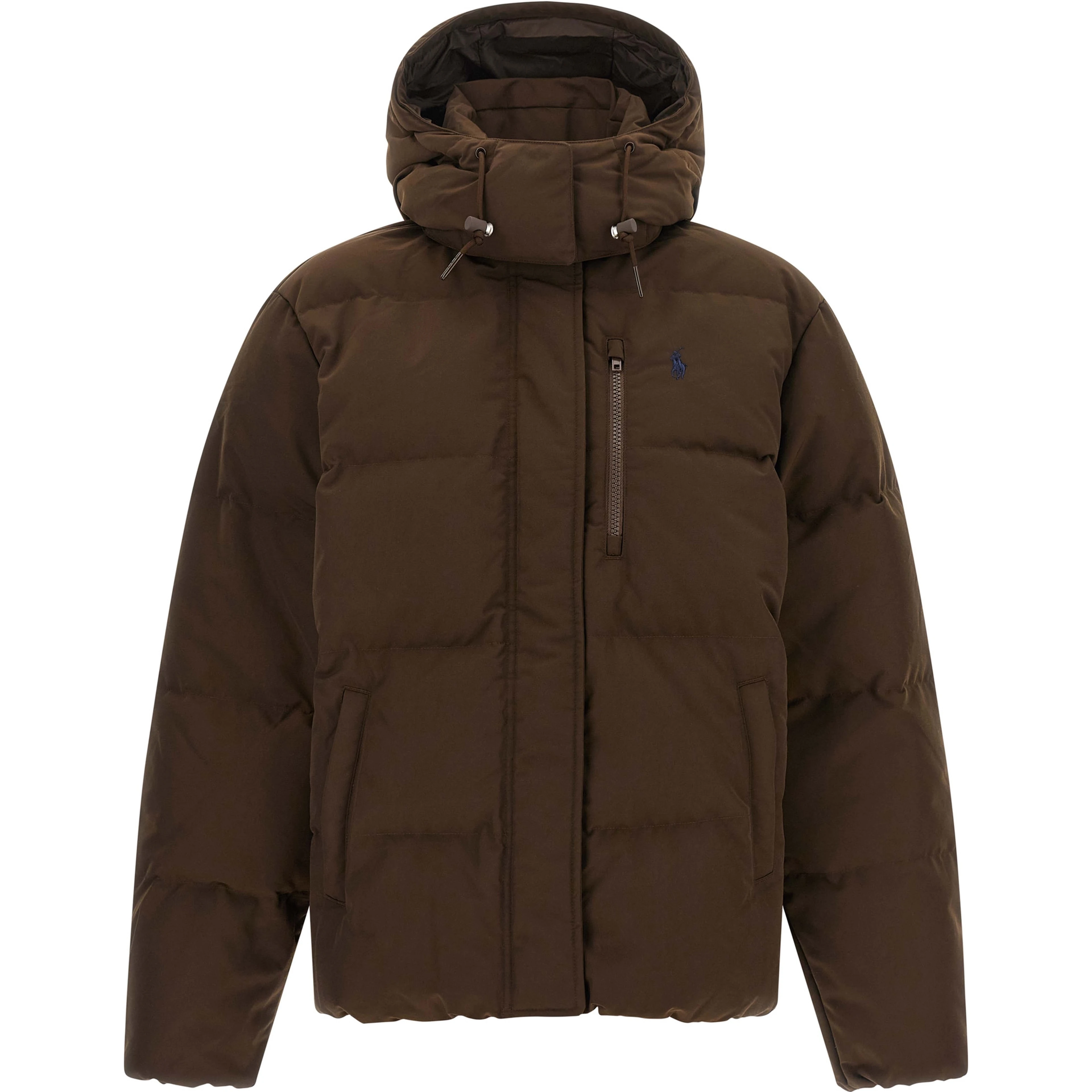 Brown Polyester Full-Length Jacket