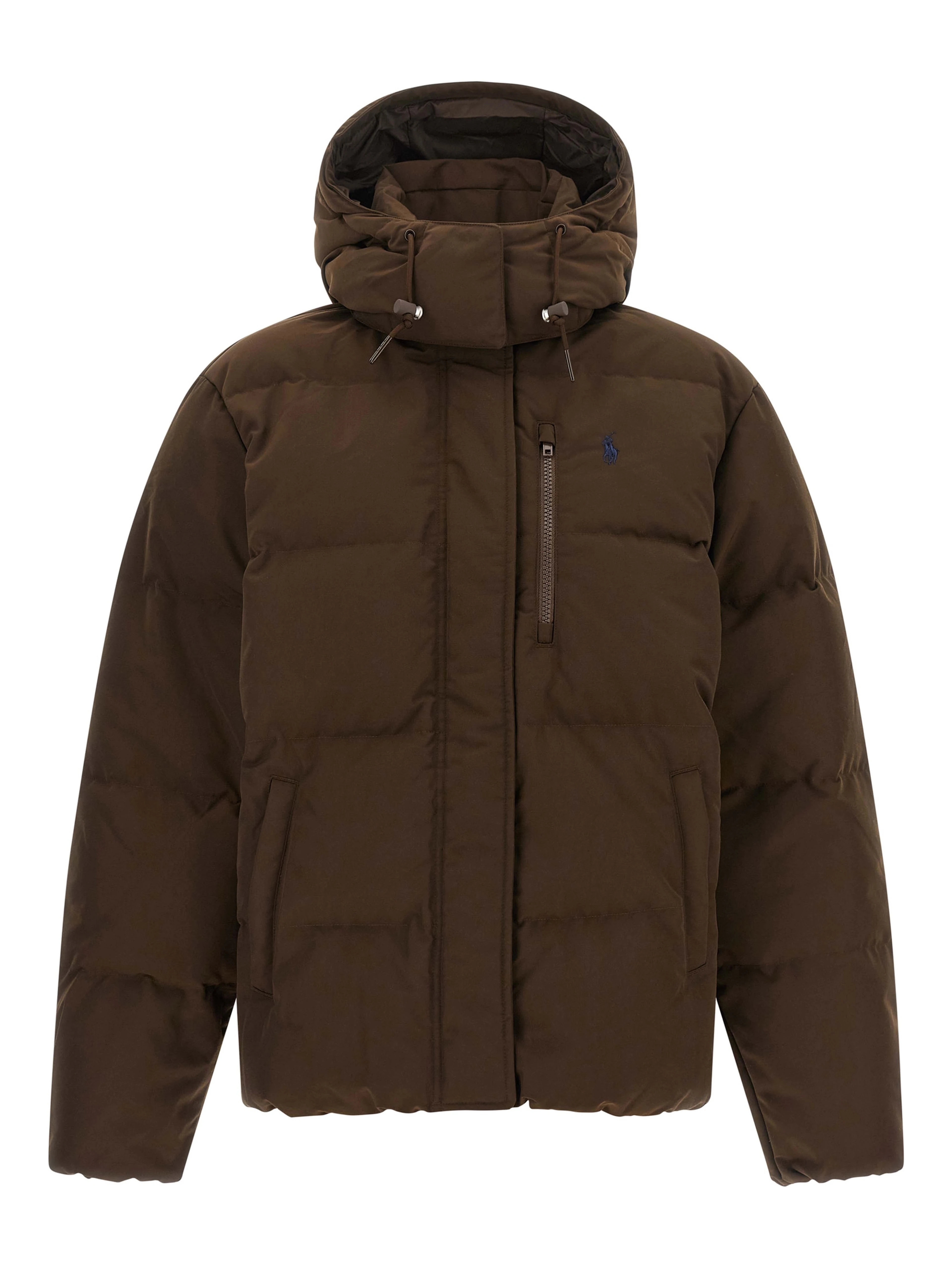 Brown Polyester Full-Length Jacket