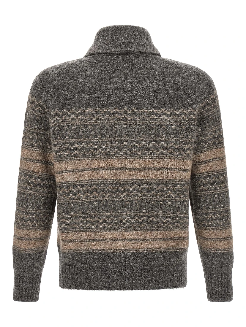 Gray Alpaca Leather Cardigan