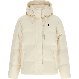 White Polyester Full-Length Jacket