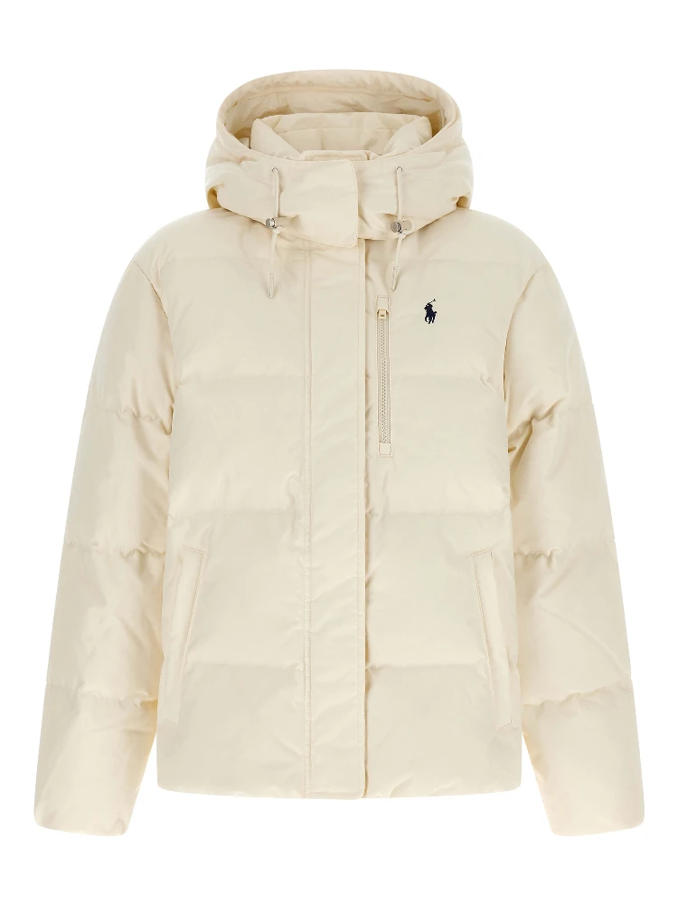 White Polyester Full-Length Jacket