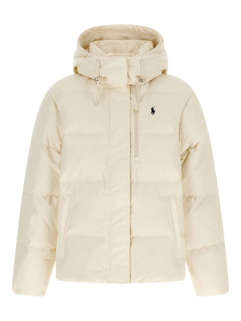 White Polyester Full-Length Jacket