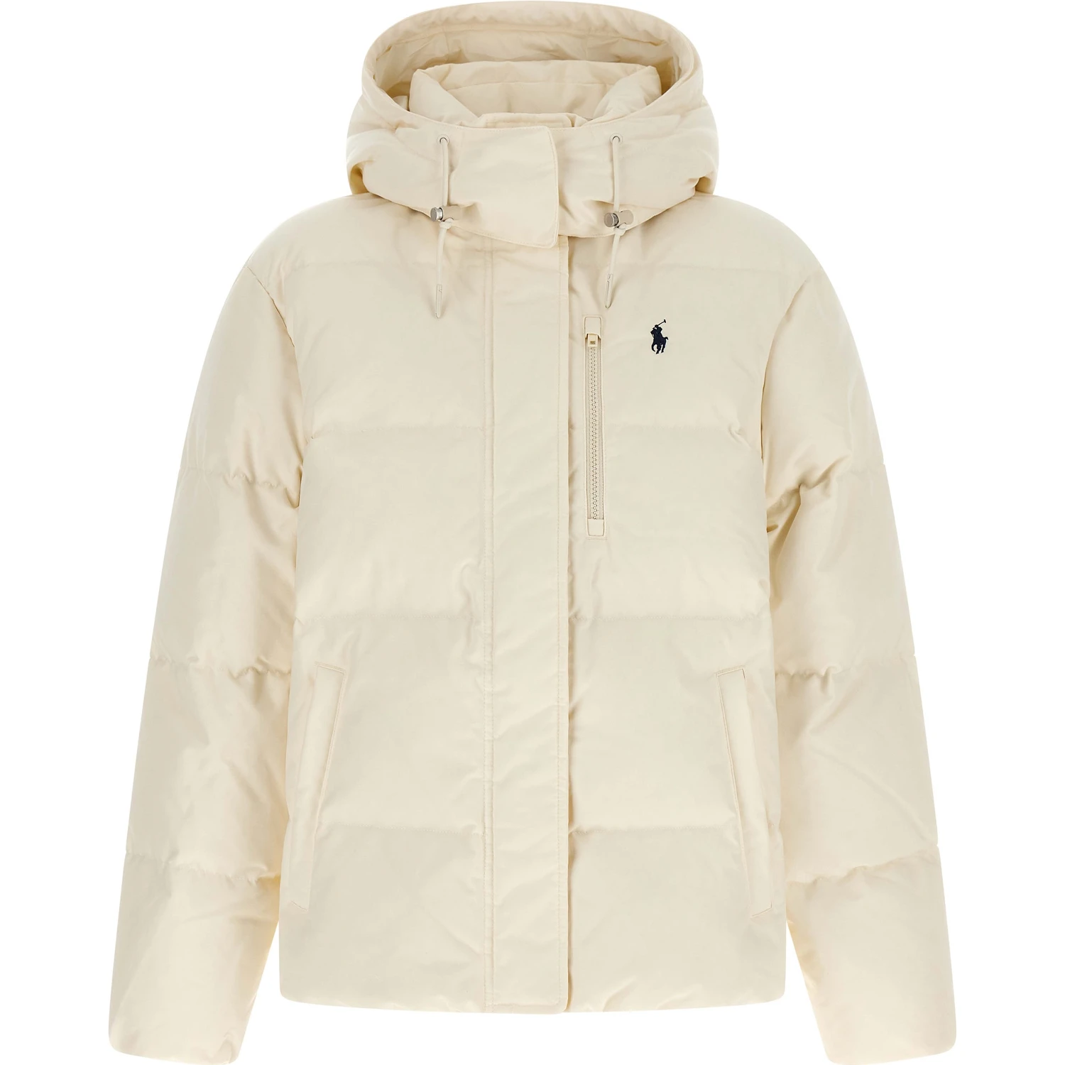 White Polyester Full-Length Jacket