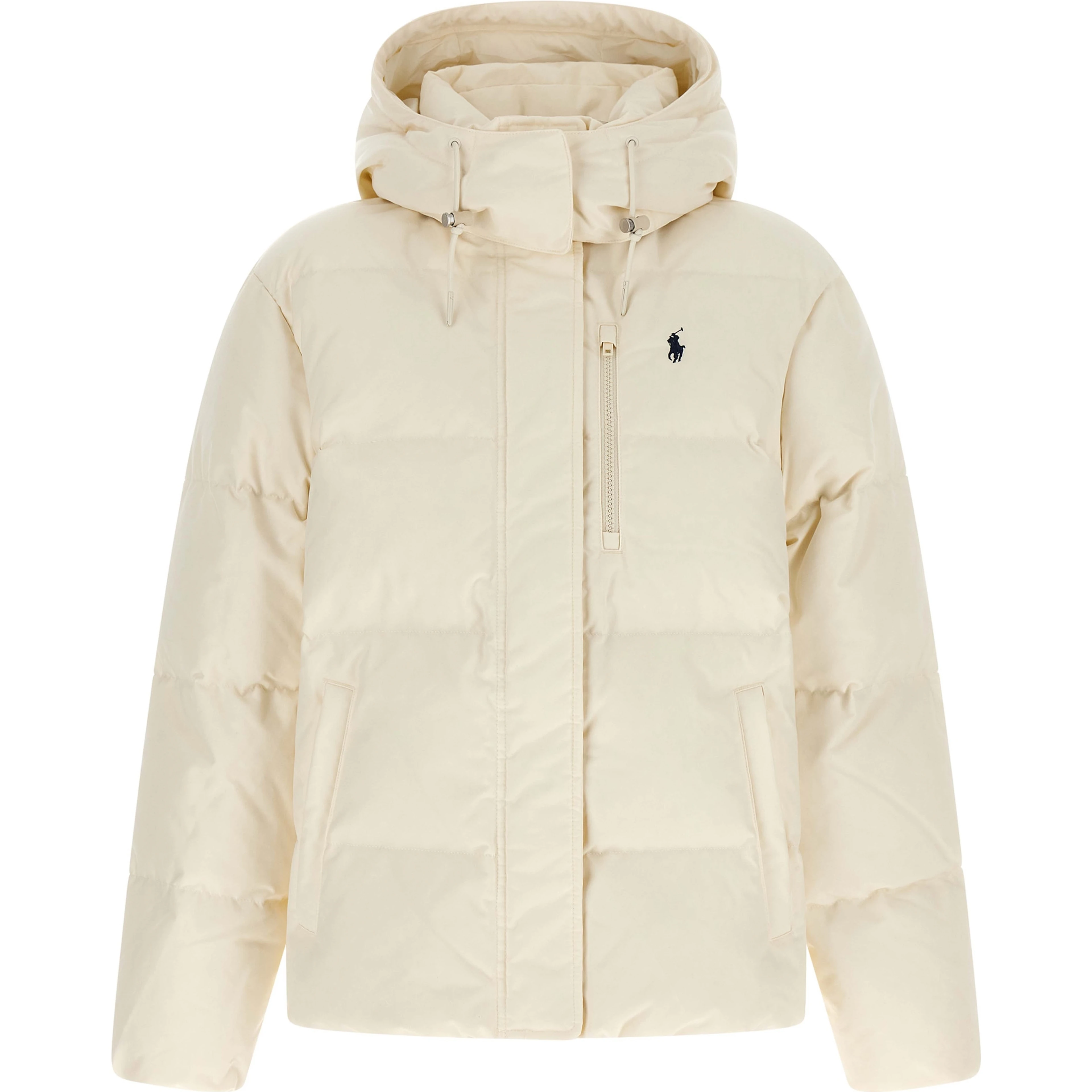 White Polyester Full-Length Jacket