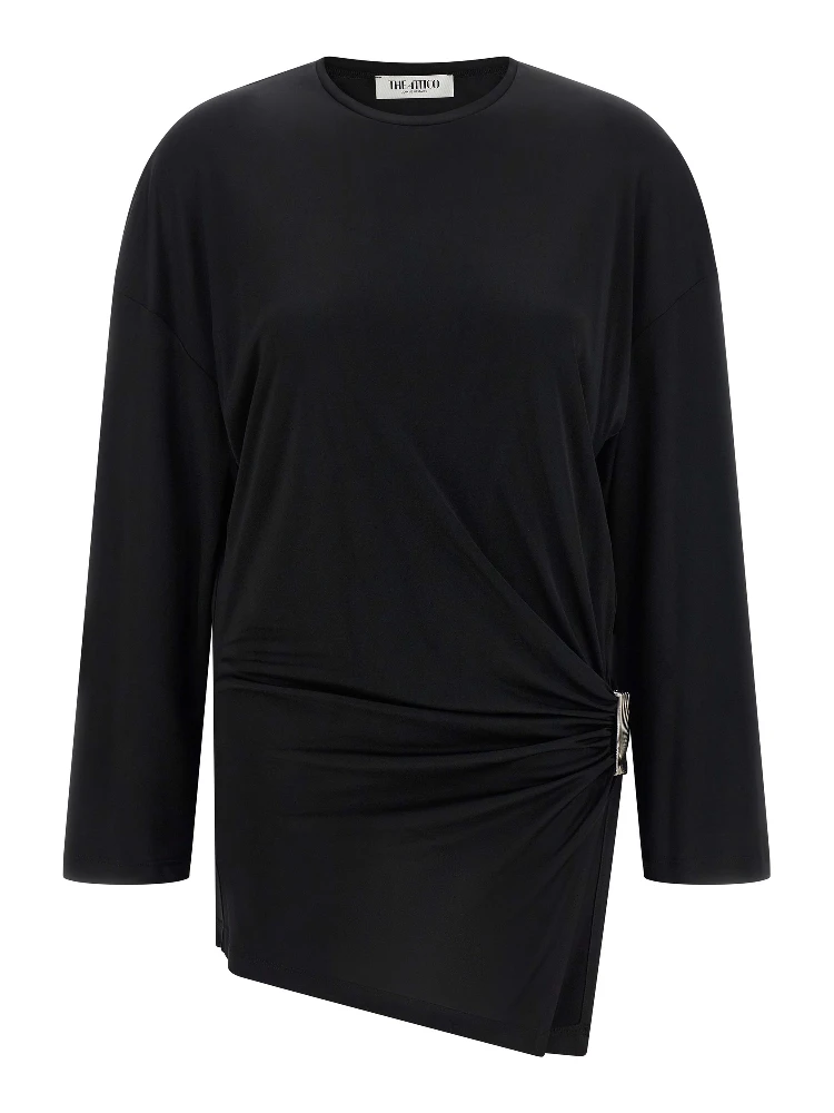 Black Viscose Short Dress