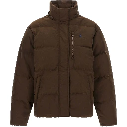 Brown Polyester Full-Length Jacket