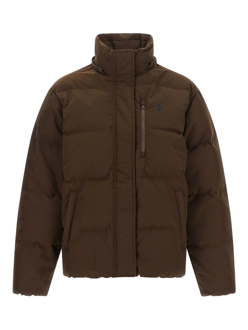 Brown Polyester Full-Length Jacket