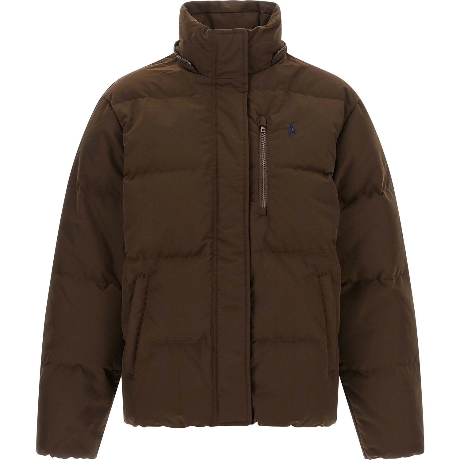 Brown Polyester Full-Length Jacket