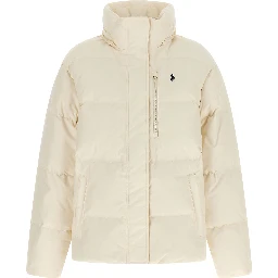 White Polyester Full-Length Jacket