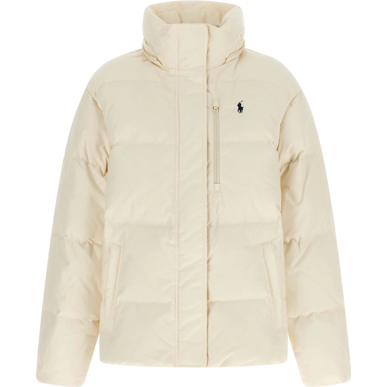 White Polyester Full-Length Jacket