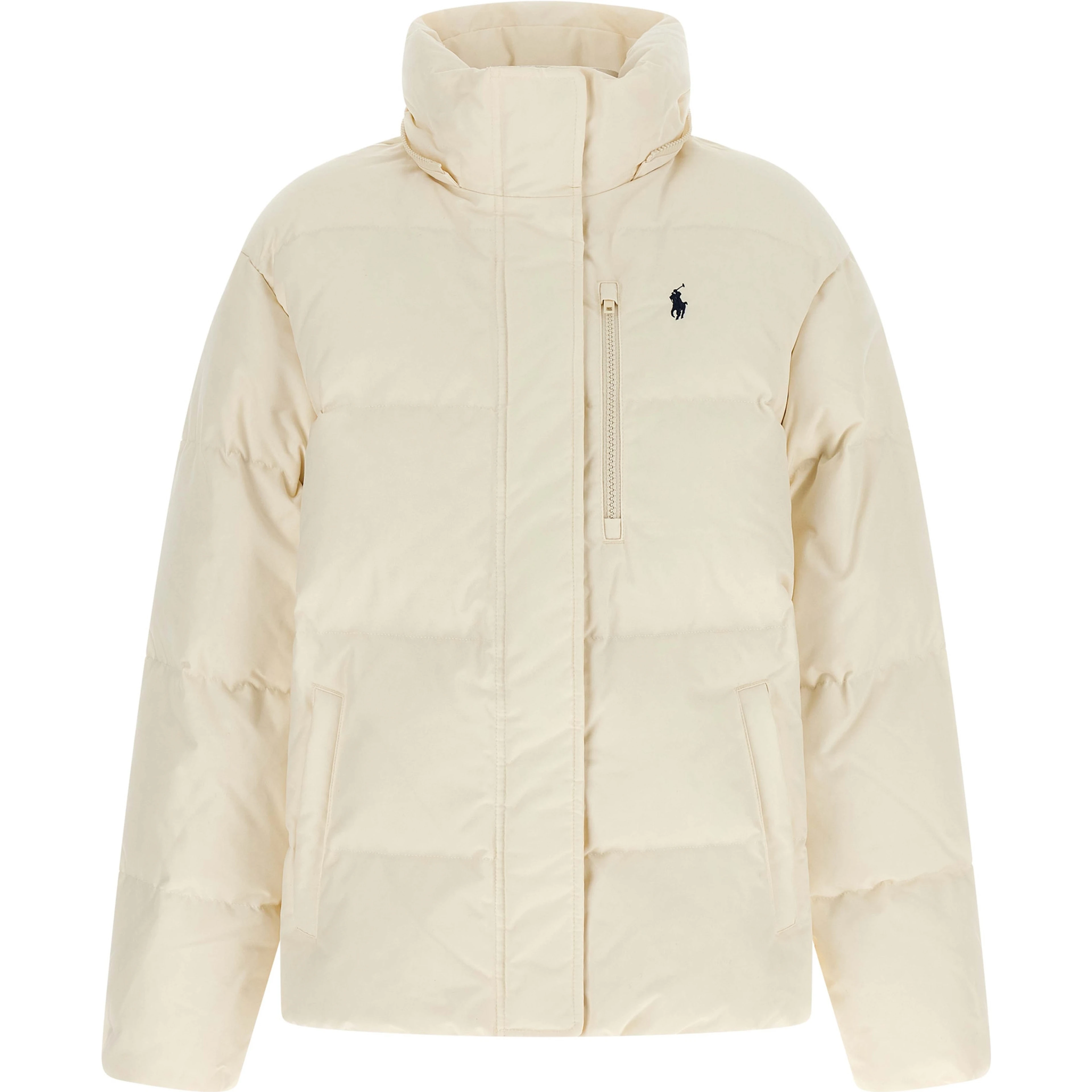 White Polyester Full-Length Jacket