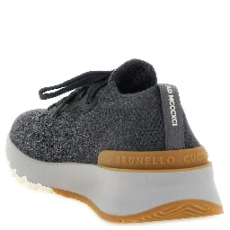 Gray Cotton Athletic Sneakers