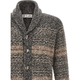 Gray Alpaca Leather Cardigan