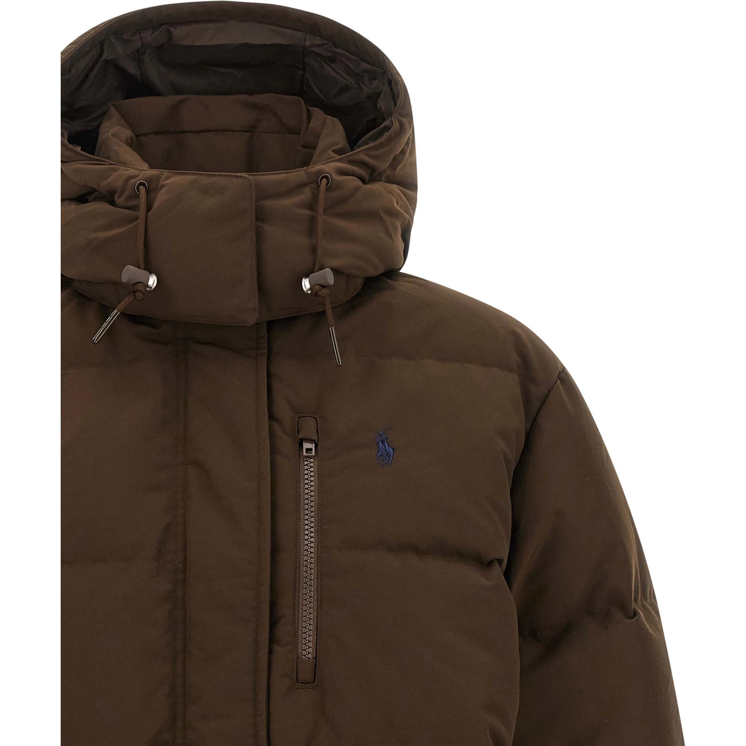 Brown Polyester Full-Length Jacket