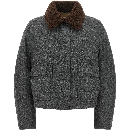 Gray Virgin Wool Full-Length Jacket