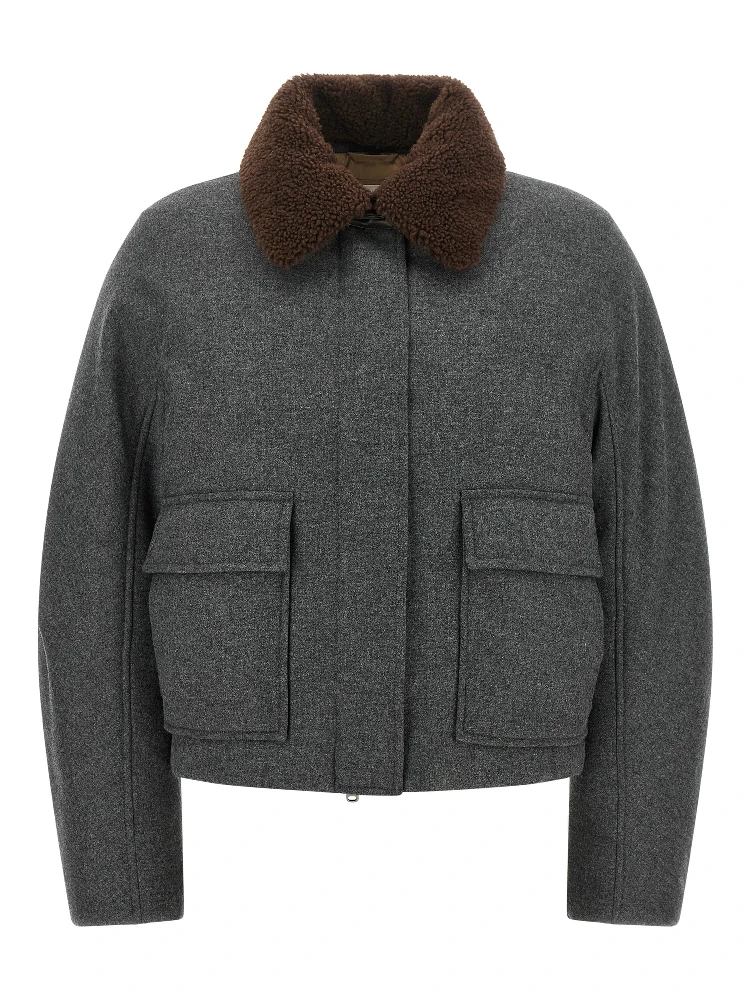 Gray Virgin Wool Full-Length Jacket