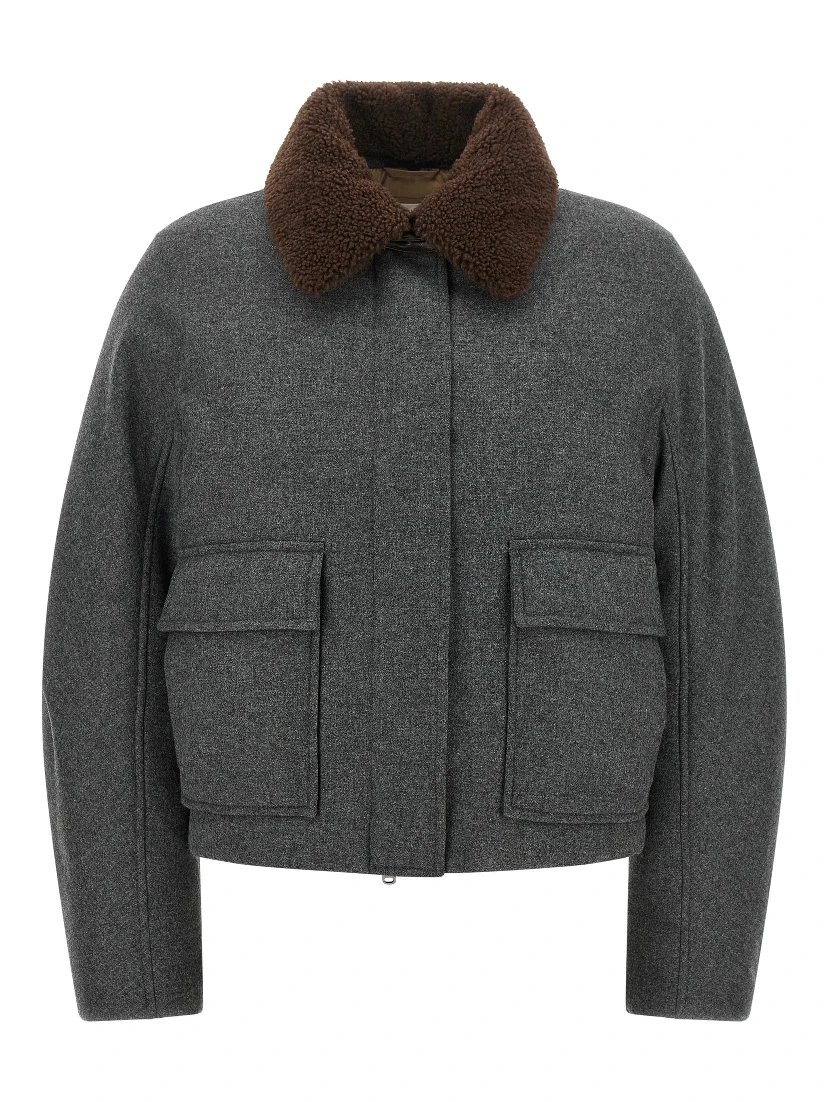 Gray Virgin Wool Full-Length Jacket