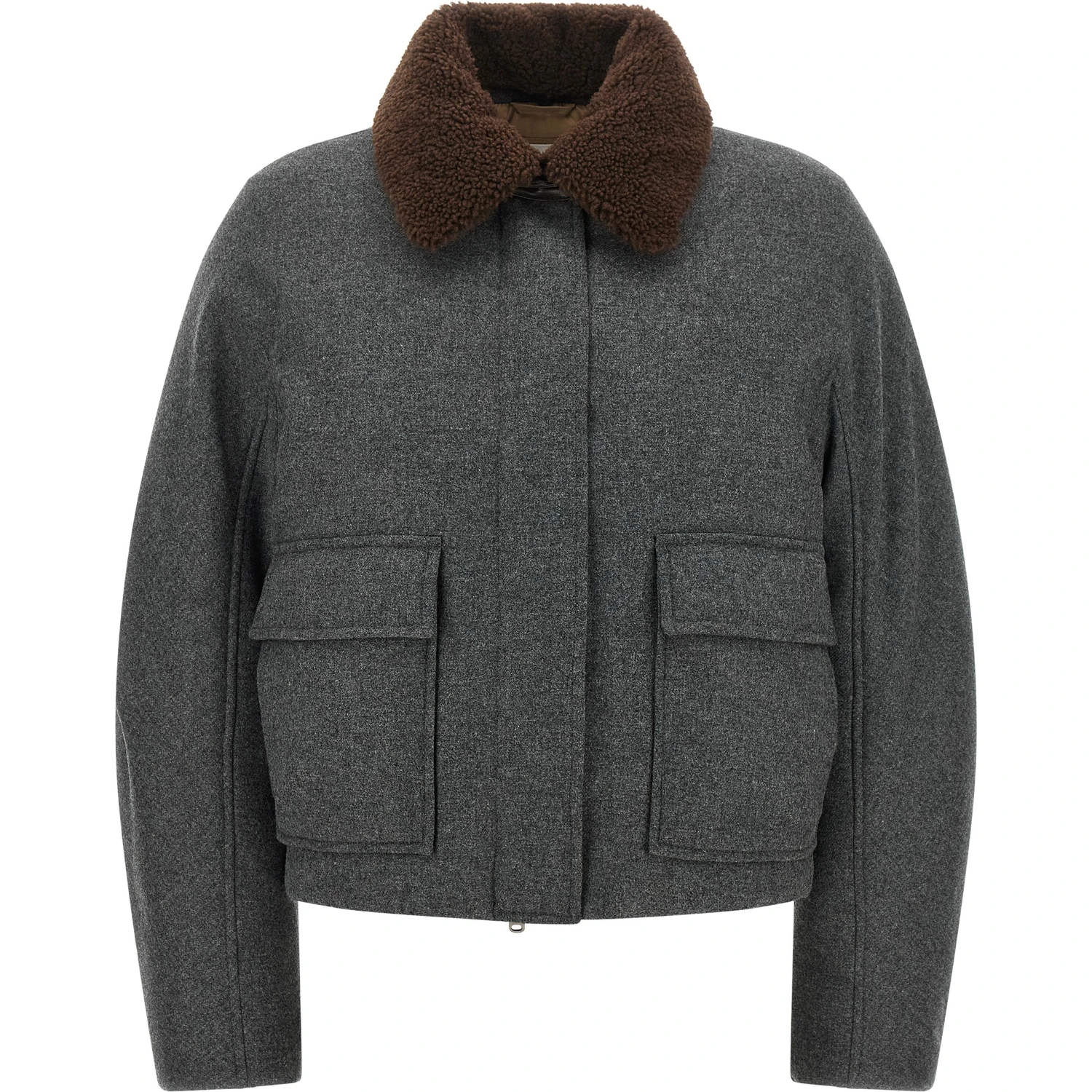 Gray Virgin Wool Full-Length Jacket