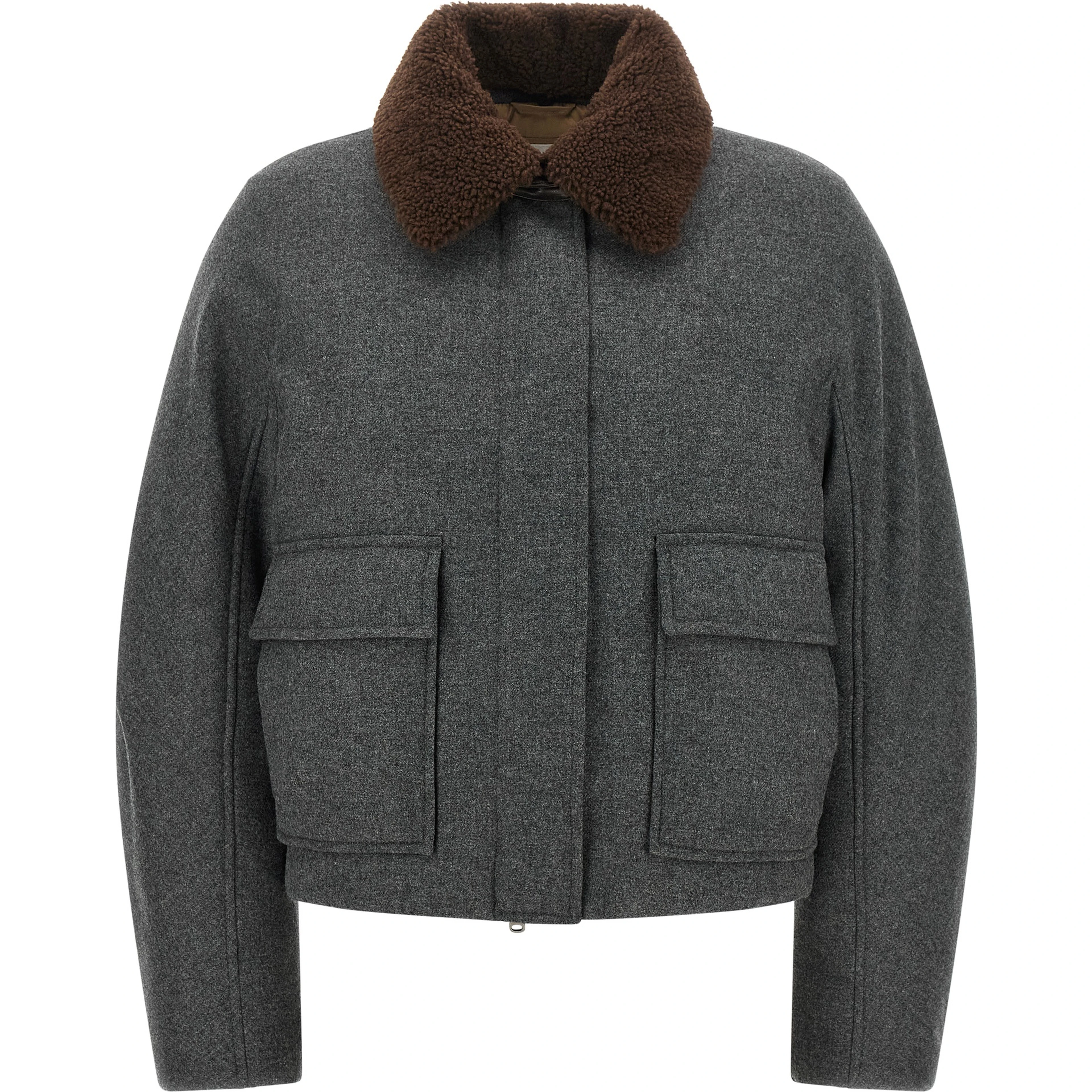 Gray Virgin Wool Full-Length Jacket