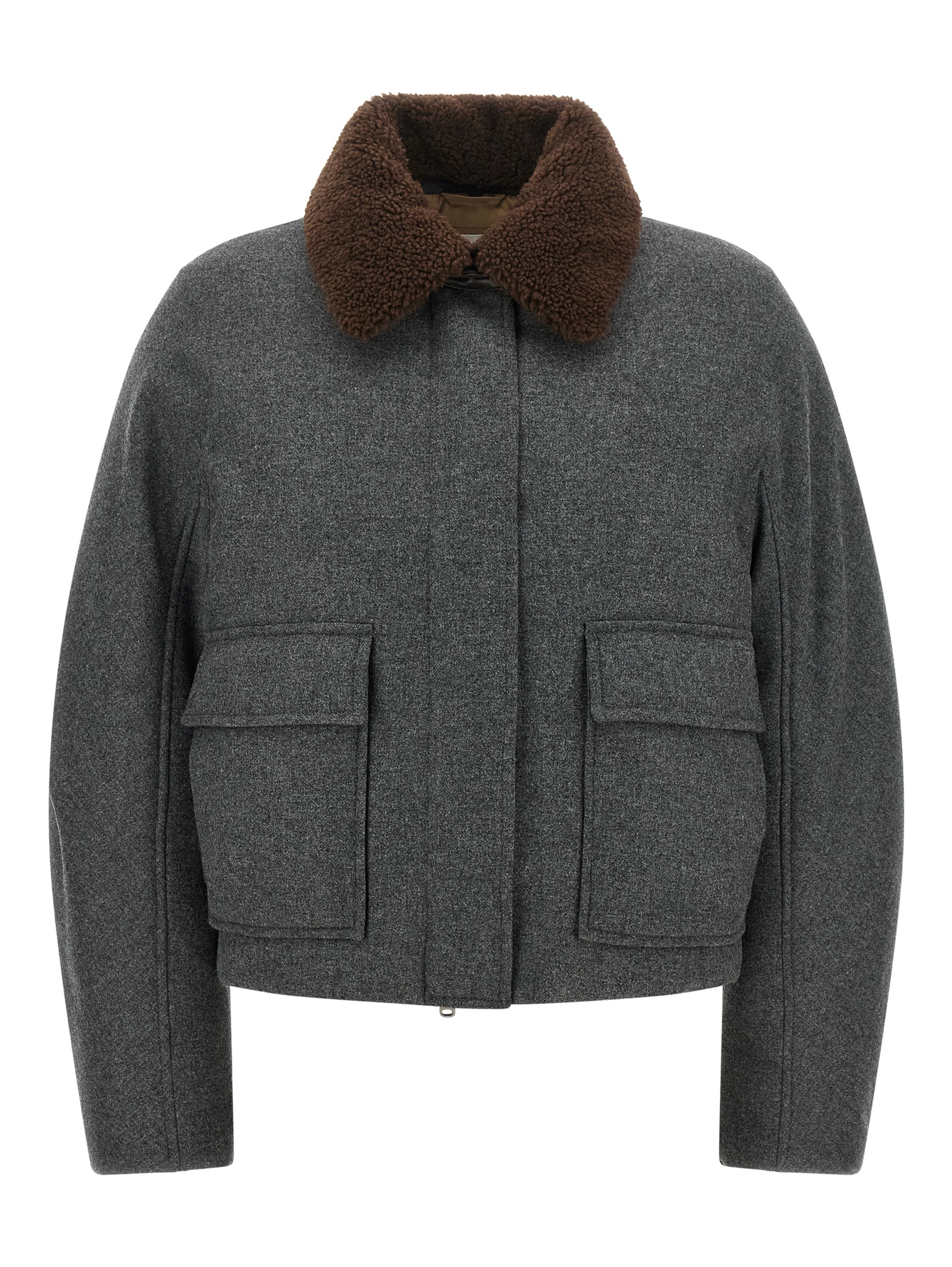 Gray Virgin Wool Full-Length Jacket