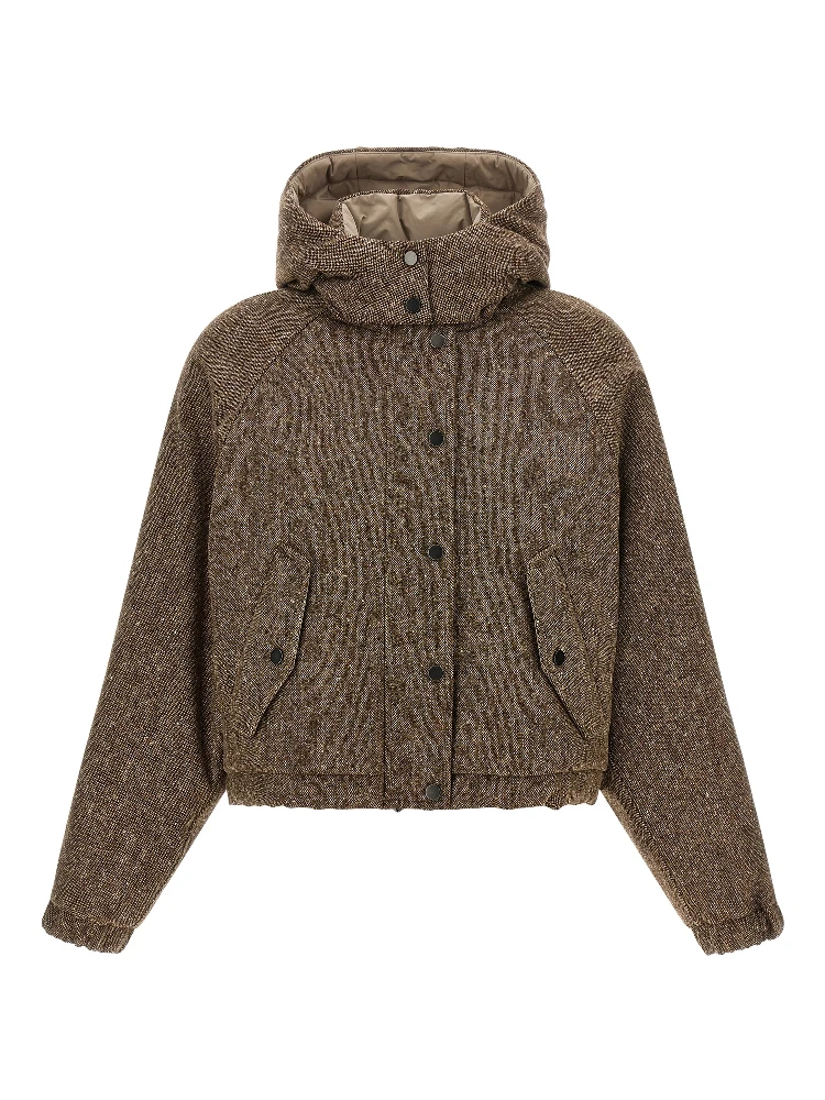 Brown Virgin Wool Full-Length Jacket