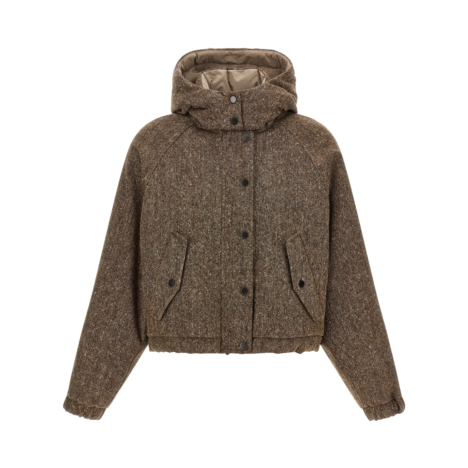 Brown Virgin Wool Full-Length Jacket