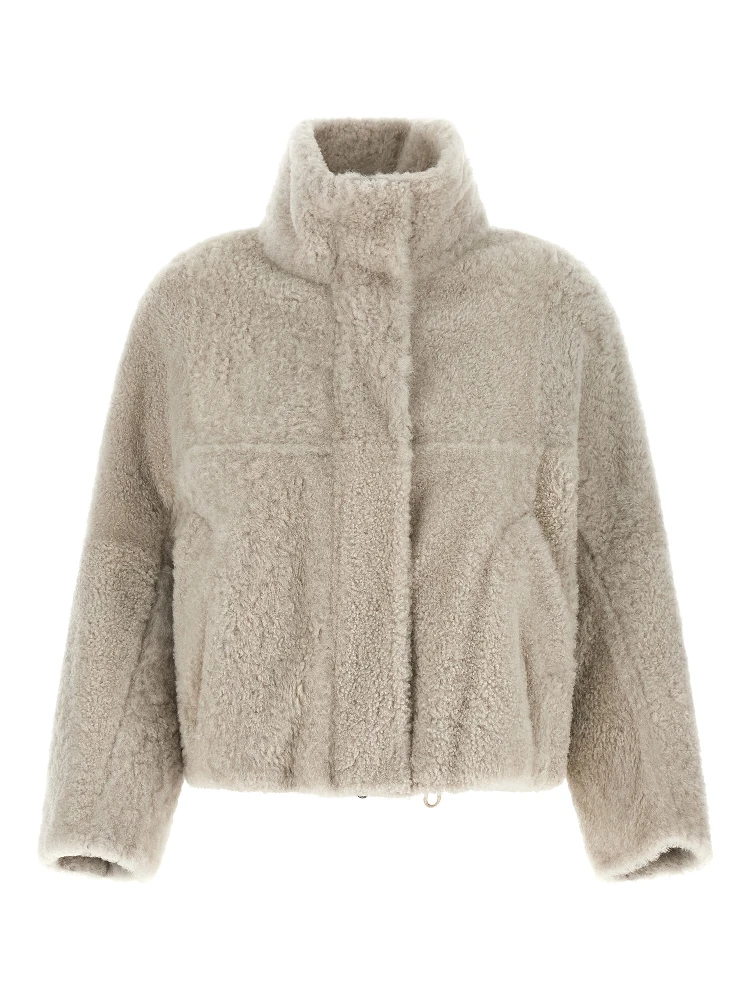 Beige Lamb Leather Full-Length Jacket