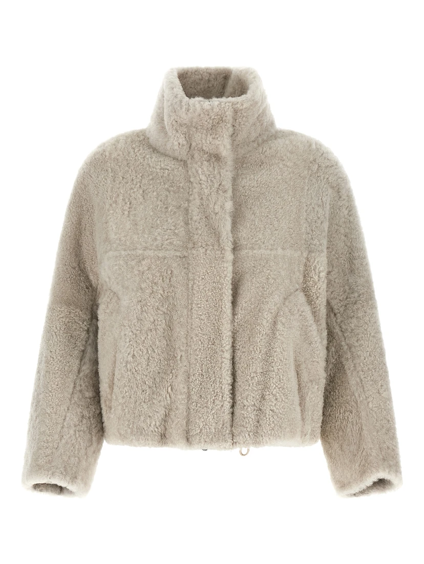 Beige Lamb Leather Full-Length Jacket